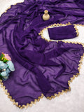 Jalpari Chiffon Golden Shining Sequnce lace Pattern in limited edition Saree