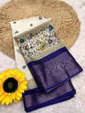 Chanderi Silk Jacquard Border Warli Printed Jari Work Sari with Blouse