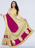 Velvet & Lycra Blend Embroidered Saree Diamond Border with Blouse Piece