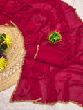 Jalpari Fendy New Lunch Plain crush with super hit gum Val-Moti lace Pattern in limited edition Saree