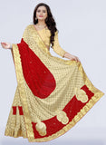 Velvet & Lycra Blend Embroidered Saree Diamond Border with Blouse Piece