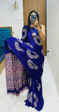 Bollywood Designer Gaji Silk Designer Saree with Printed Pallu & Contrast Blouse