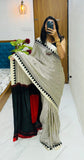 Designer Crape Silk Bollywood Designer Gaji Silk Saree with Printed Pallu & Contrast Blouse