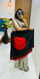 Crape Silk Bollywood Designer Gaji Silk Designer Saree with Printed Pallu & Contrast Blouse