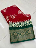 Dola Jequard Border Digital Flower Printed Saree & Beautiful Art Work Saree