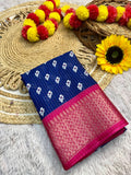 NEW DOLA SILK SPARKLE ZARI FLOWER PRINT WITH JACQUARD BODAR FANCY BLOUSE