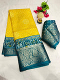 Dola Jequard Border Warli Digital printed saree with Bandhani printed beautiful Art Work With Blouse