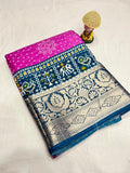 Dola Jequard Border Warli Digital printed saree with Bandhani printed beautiful Art Work With Blouse