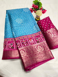Dola Jequard Border Warli Digital printed saree with Bandhani printed beautiful Art Work With Blouse