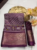DOLA SILK SPARKLE ZARI BANDHNI PATOLA PRINT JAQURD BODAR