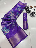 DIGITAL PARINT DOLA SILK SPARKLE ZARI FLOWER PRINT JAQURD BODAR