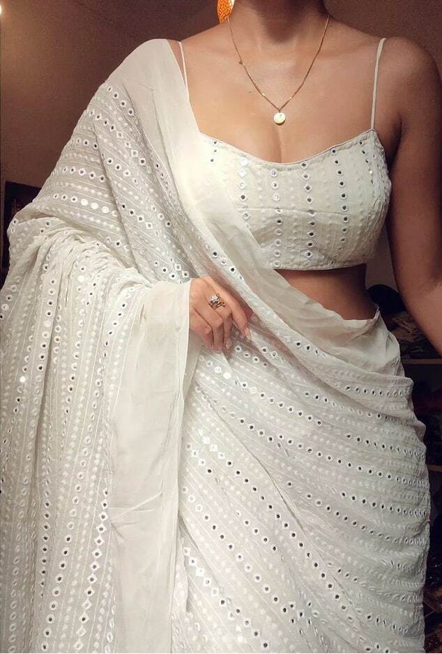 Trendy Women's Faux Georgette Embroidered Daily Wear Georgette Saree