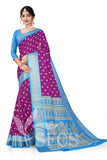 Trendy Women's Chanderi Silk Jaqurd Digital Print Border Daily Wear Printed Saree with Blouse Piece