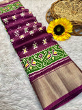 DOLA SILK SPARKLE ZARI BANDHANI PATOLA PRINT WITH JACQUARD BODAR