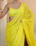Trendy Women's Faux Georgette Embroidered Daily Wear Georgette Saree