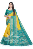 Jaqurd Digital Print Border Daily Wear Printed Saree with Blouse Piece