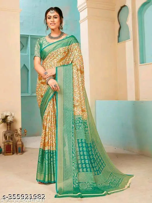 Brasso Chiffon Saree with Blouse Piece