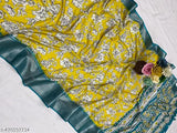 Dola Jequard Warli Digital printed Sequnce Border Colour saree with Warli printed beautiful Pallu And Blouse