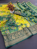 Jalpari Dola Jacquard Border Flower Printed Beautiful Colors Art Work Saree