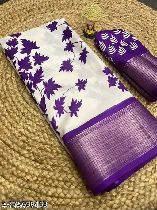 Dola Jequard Border Warli Digital printed saree with Bandhani printed beautiful Art Work With Blouse