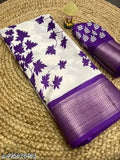 Dola Jequard Border Warli Digital printed saree with Bandhani printed beautiful Art Work With Blouse